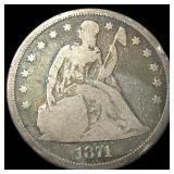 1871 Silver Seated Liberty Dollar LIGHTLY  CIRCUL
