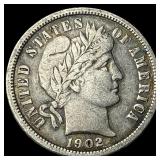 1902-O Silver Barber Dime NEARLY UNCIRCULATED