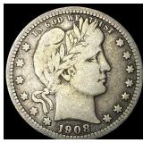 1908 Barber Silver Quarter LIGHTLY CIRCULATED