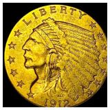 1912 Indian Head Gold $2.50 Quarter Eagle NEARLY U