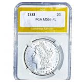 1883 Morgan Silver Dollar PGA MS63 PL