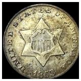 1853 Silver Three-Cent Piece CLOSELY  UNCIRCULATE