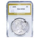 1935 Silver Peace Dollar PGA MS66