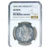 1878 7/8TF Morgan Silver Dollar NGC AU58 PL
