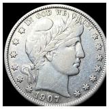 1907 Silver Barber Half Dollar CLOSELY  UNCIRCULA