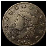1822 Coronet Head Large Cent NICELY CIRCULATED