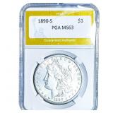 1890-S Morgan Silver Dollar PGA MS63