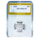 1920 Mercury Silver Dime PGA MS64 FB