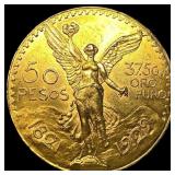 1929 Gold 50 Pesos Mexico GEM BU