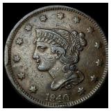 1840 Braided Hair Large Cent ABOUT UNCIRCULATED