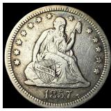1857-O Silver Seated Liberty Quarter LIGHTLY CIRCU
