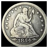 1854 Arrows Seated Liberty Quarter LIGHTLY CIRCULA