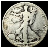 1921 Walking Liberty Half Dollar CLOSELY UNCIRCULA