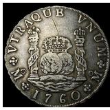 1760-Mo MF Silver 8 Reales LIGHTLY CIRCULATED