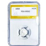 1858 Seated Liberty Half Dime PGA MS62