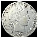 1908-O Silver Barber Half Dollar LIGHTLY  CIRCULA