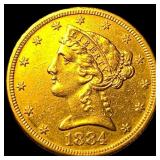 1884-S Gold $5 Half Eagle CLOSELY  UNCIRCULATED