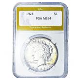 1921 Silver Peace Dollar PGA MS64