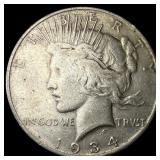 1934-D Silver Peace Dollar ABOUT UNCIRCULATED