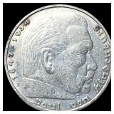 1936D Germany Silver 5 Reichsmark