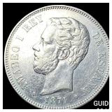 1871 Spain Silver 5 Pesetas