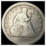 1857 Silver Seated Liberty Quarter NICELY CIRCULAT