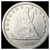 1873 Seated Liberty Quarter NEARLY UNCIRCULATED