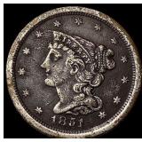 1851 Braided Hair Half Cent HIGH GRADE