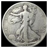 1921-S Silver Walking Liberty Half Dollar NICELY C