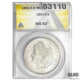1891-S Morgan Silver Dollar ANACS MS62