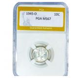 1945-D Mercury Silver Dime PGA MS67