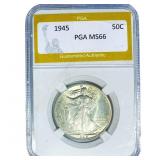 1945 Walking Liberty Half Dollar PGA MS66
