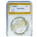 1898-S Morgan Silver Dollar PGA MS63