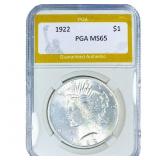 1922 Silver Peace Dollar PGA MS65