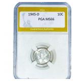 1945-D Mercury Silver Dime PGA MS66