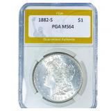 1882-S Morgan Silver Dollar PGA MS64