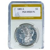 1881-S Morgan Silver Dollar PGA MS64PL