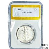 1945 Walking Liberty Half Dollar PGA MS64