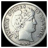 1896-S Silver Barber Dime LIGHTLY CIRCULATED