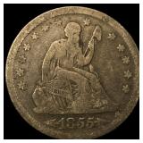 1855 Silver Seated Liberty Quarter LIGHTLY CIRCULA