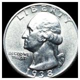 1938-S Silver Washington Quarter CHOICE BU