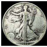 1918-D Silver Walking Liberty Half Dollar  LIGHT