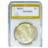 1925-S Silver Peace Dollar PGA MS62