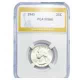 1945 Washington Silver Quarter PGA MS66