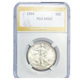 1934 Walking Liberty Half Dollar PGA MS65