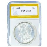 1886 Morgan Silver Dollar PGA MS64