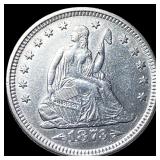 1873 Arrows Seated Liberty Quarter CLOSELY  UNCIR
