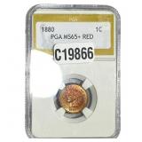 1880 Indian Head Cent PGA MS65+ Red