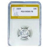 1929 Mercury Silver Dime PGA MS66 FB