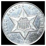 1862 Silver Three-Cent Piece CHOICE BU